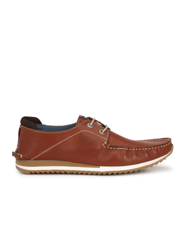 TAN LEATHER BOAT SHOES FOR MEN