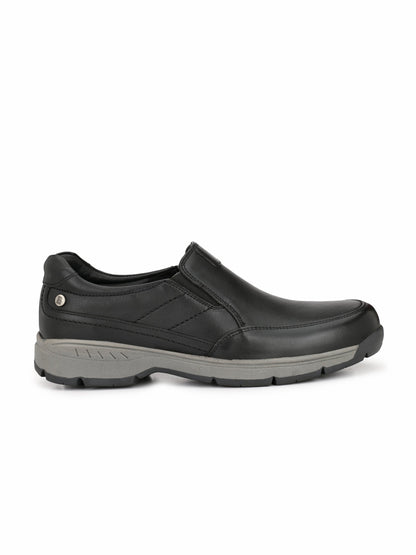 BLACK LEATHER COMFORT SLIPONS